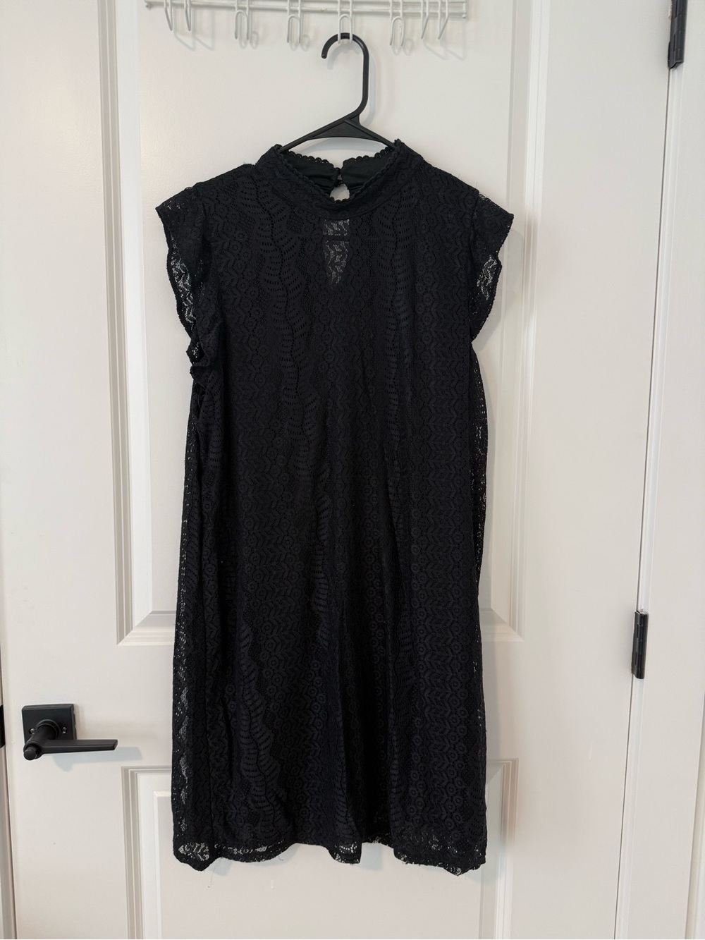 As U Wish Black Lace Midi Dress with High Neck